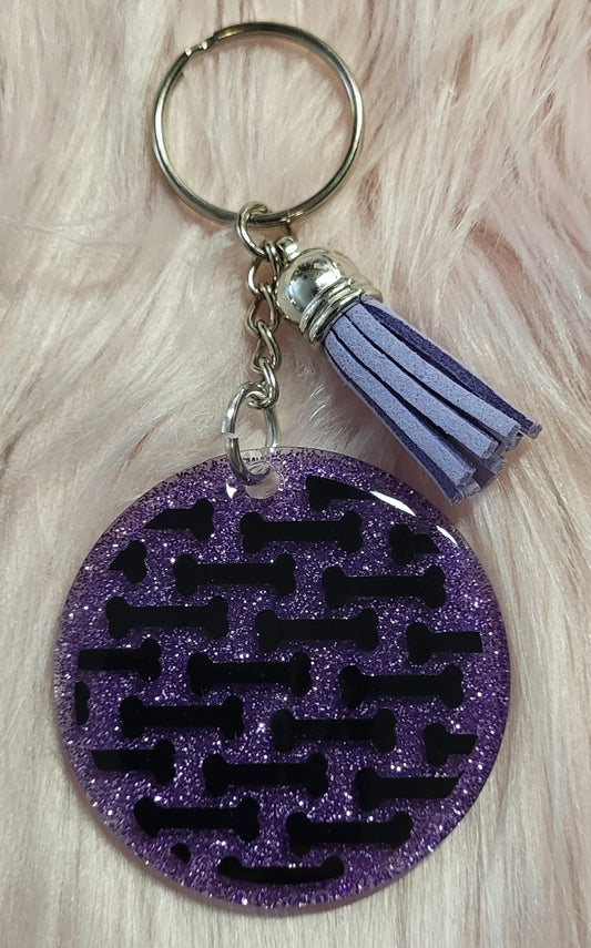 2" ROUND - PURPLE - DOG BONES