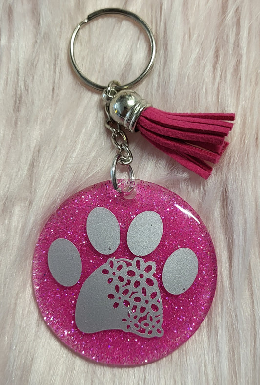 2" ROUND - PINK - PAWPRINT