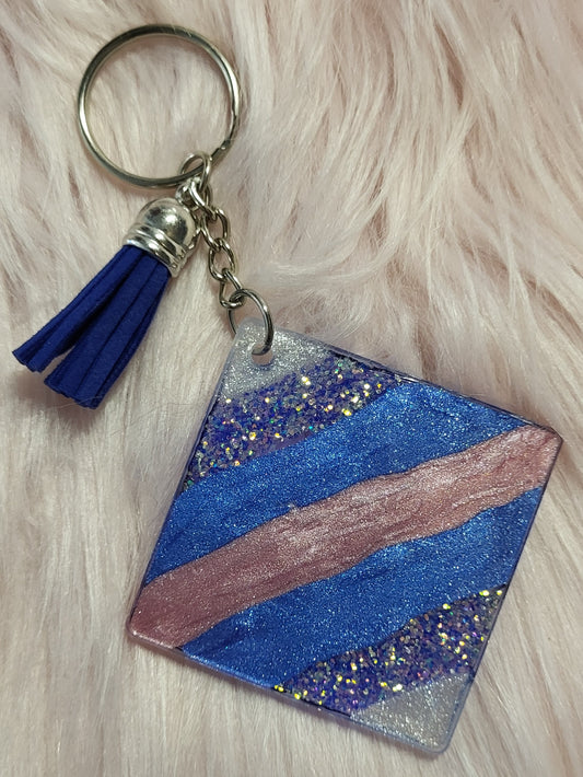 2" SQUARE KEYCHAIN - MULTICOLOR GEODE