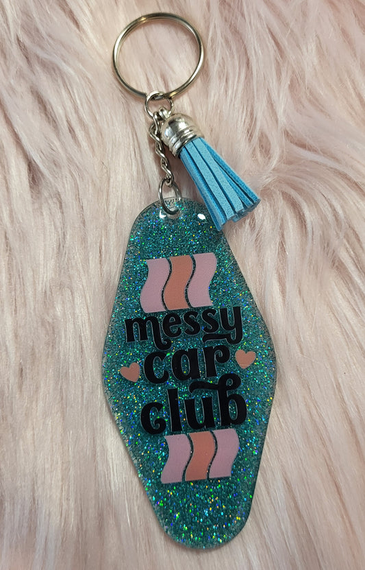 3.5" MOTEL KEYCHAIN - TEAL - MESSY CAR CLUB