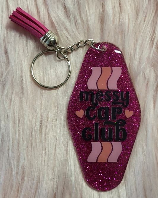 3.5" MOTEL KEYCHAIN - DK PINK - MESSY CAR CLUB