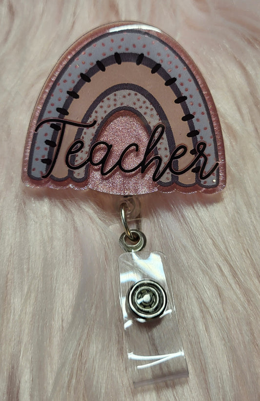 2" BADGE REEL - BOHO RAINBOW - TEACHER